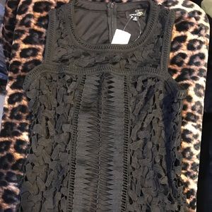 Crotchet detailed black dress